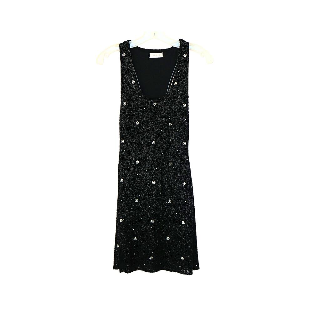 Beaded Micro Mini Racerback Dress - Black - S
